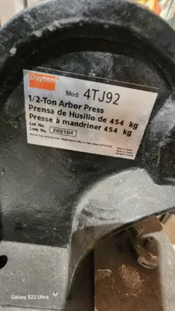 DAYTON 1/2 TON ARBOR PRESS MODEL 4TJ92