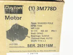 1/20HP 115V 60HZ