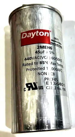 DAYTON 2MEH6 MOTOR RUN CAPACITOR,45  MFD,4 7/16