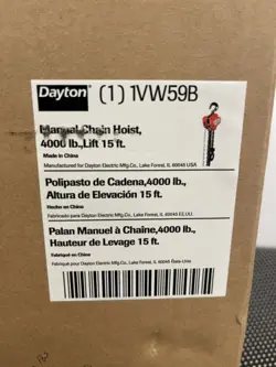DAYTON 1VW59 MANUAL CHAIN HOIST,4000 LB.,LIFT 15 FT.