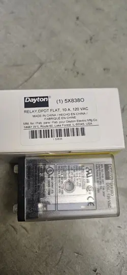  DAYTON 5X8380 RELAY DPDT FLAT, 10A, 120VAC
