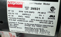 MOTOR 1/6HP 115V