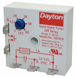 DAYTON 5WML9 ENCAPSULATED TIMER RELAY, 1A, SOLID STATE