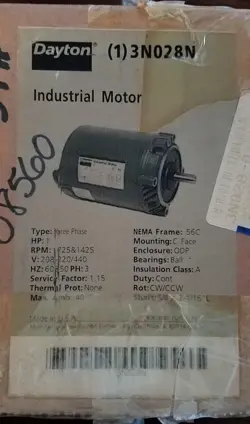 DAYTON INDUSTRIAL MOTOR 3N028N 3PH 208/220/440V
