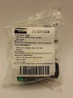 DAYTON 22NZ04 RAISED PANEL LIGHT, GREEN, 120 V AC 22NZ04