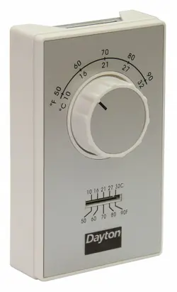DAYTON LINE VOLT MECHANICAL TSTAT FOR HEATING ONLY, 120 TO 277VAC