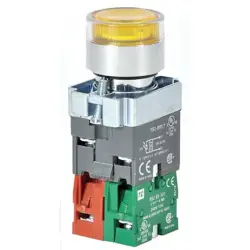 DAYTON 30G207 ILLUMINATED PUSH BUTTON, 22 MM, 1NO/1NC, YELLOW