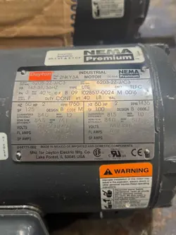 USED DAYTON 2NKY3A AC MOTOR 143-5T/56HZ 3PH 2HP 1750RPM 208-230/460V-AC