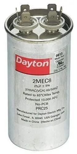RUN CAPACITOR, 25 MFD, 370V, ROUND