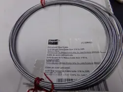 UNCOATED CABLE, GALVANIZED STEEL, 1 X 19, 1/16 IN CABLE SIZE, 100 LB, 25 FT (C)