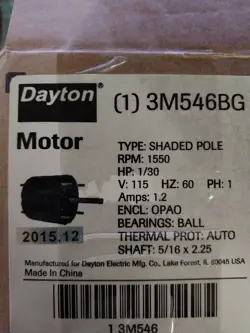 DAYTON 3M546BG MOTOR .  5/16 X 2.25 SHAFT