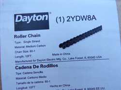 DAYTON 2YDW8A ROLLER CHAIN 60-1 SINGLE STRAND  10'L MEDIUM CARBON; MF