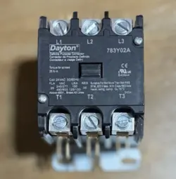 DAYTON DEFINITE PURPOSE MAGNETIC CONTACTOR: 3 POLES, 24V AC, 25 A, 783Y02A