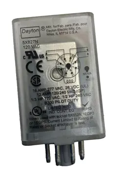 DAYTON 5X827N RELAY 120VAC 16 AMP 277 VAC 28VDC 1335B 120/240VAC