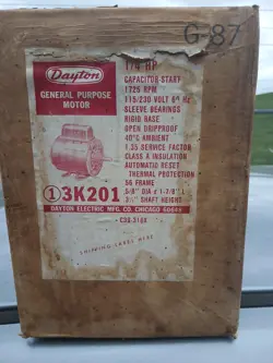 DAYTON 3K201 CAPACITOR-START GENERAL PURPOSE MOTOR, 1/4 HP HP, 56C FRAME,