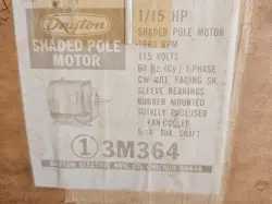 DAYTON 3M364 HVAC FAN MOTOR 1/15HP 2.5A 1550 RPM 115V 1PH 5/16