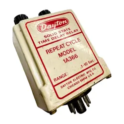 DAYTON 1A366 SOLID STATE TIME DELAY RELAY, 10A, 1/3HP, 120/240V, RANGE .1-10 SEC