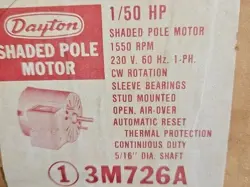 MOTOR - DAYTON 1/50 HP SHADED POLE MOTOR #3M726A - NEW OLD STOCK IN BOX