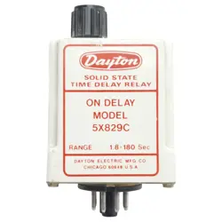 DAYTON 5X829C SOLID-STATE TIME DELAY RELAY, 1.8-180SEC RANGE, 120VAC IN, 8-PIN