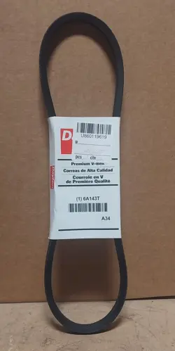 DAYTON #6A143T, A-34 V-BELT (36” OUTSIDE LONG, 1/2” TOP WIDE, .313” THICK) K139