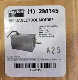 DAYTON 2M145 UNIVERSAL AC/DC APPLIANCE/TOOL MOTOR 1/2 HP, 10,000 RPM, 115V