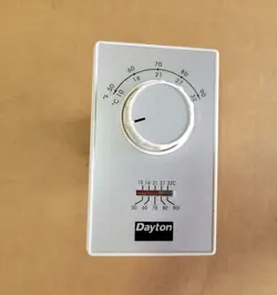 DAYTON # 4PU48C HEATING CONTROL  ELECTRIC LINE VOLTAGE THERMOSTAT 10-32C, 50-90F