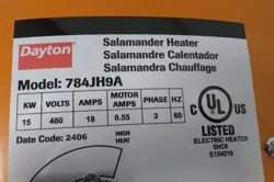 DAYTON 784JH9A 480VAC 51,180 BTUH HEATING CAPACITY PORTABLE HEATER