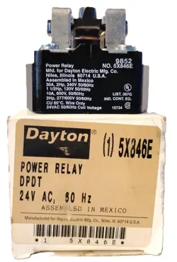 DAYTON 5X846E 24 V AC DPDT POWER RELAY
