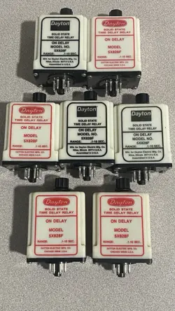 LOT OF 7 DAYTON 5X828F SOLID STATE TIME DELAY RELAY, 120V, RANGE .1-10 SEC.