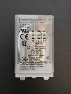 DAYTON 5X841N RELAY 120VAC 11 PIN BLADE CONTACTS 16A 50/60HZ 3 PDT
