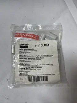 DAYTON WIRE ROPE SLEEVE: ALUMINUM ALLOY, FOR 1/8 IN WIRE ROPE DIA., 25 PK