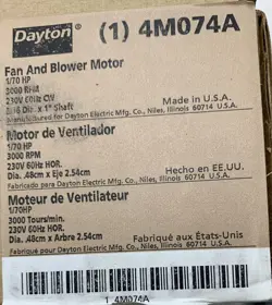 DAYTON 4M074A FAN&BLOWER MOTOR 1/70HP 230V 3000RPM-NIB