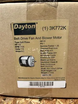 DAYTON 3K772K BELT DRIVE FAN AND BLOWER MOTOR