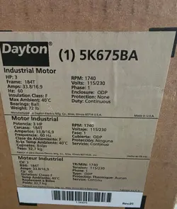 DAYTON 5K675 GP MOTOR 3 HP 1,735 RPM 115/230V 5K675BA