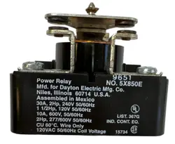 5X850E  DAYTON  ( 9651)  POWER RELAY SPST-NO-DM 120V AC 60HZ