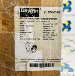 DAYTON 5WJC3BG ROOM AIR CONDITIONER MOTOR