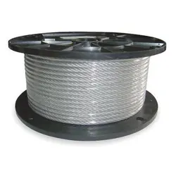 STAINLESS STEEL CABLE 7/32 IN 50 FT WIRE ROPE 1000 LB WLL 7X19 UNCOATED DAYTON
