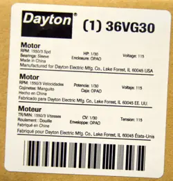 DAYTON  #36VG30 - 115V - 1/30 HP - 1550/3 SPEED RPM - MOTOR - NEW.
