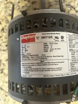 NEW DAYTON 3M712G DIRECT DRIVE BLOWER MOTOR 3 SPEED 1/4HP 1075 RPM 277 VOLT