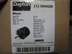 DAYTON HVAC MOTOR 1/20 HP-115V-1550 RPM (3SPD) DAYTON 36VG29  TYPE PSC  0.8 A