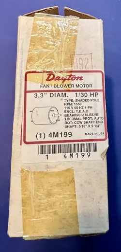 NEW UNUSED DAYTON 4M199 FAN BLOWER MOTOR 1/30 HP 1550 RPM 115V 60HZ 1PH NICE!