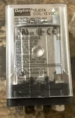 DAYTON 1EJD7A 12V DC 10A 11 PINS/TERMINALS 3PDT GEN PURPOSE RELAY