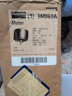 DAYTON 3M069A SHADED POLE MOTOR 1/20HP, 115V, 60HZ, 1.5A