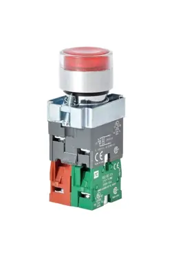 DAYTON 30G206 ILLUMPUSHBUTTON,FULLVOLT,RED,1NO/1NC 30G206