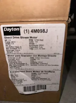 DAYTON DIRECT DRIVE BLOWER MOTOR 4M098J-NEW/OPEN BOX