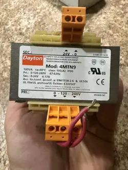 DAYTON SAFETY ISOLATING TRANSFORMER 4MTN9 | 100VA 24V OUTPUT | UNTESTED
