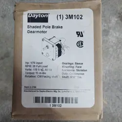 DAYTON 3M102 SHADED POLE BRAKE GEARMOTOR