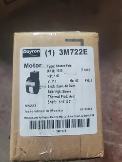 DAYTON HVAC MOTOR: OPEN AIR-OVER, 1/40 HP, 1,550 NAMEPLATE RPM, 1 SPEED, 115V AC
