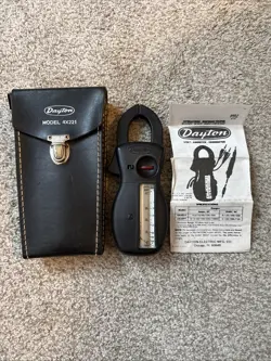 VINTAGE DAYTON 4X221 CLAMP-ON AMMETER WITH CASE – UNTESTED ELECTRICAL TOOL