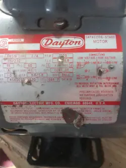 DAYTON CAPACITOR-START MOTOR, MODEL 6K519.